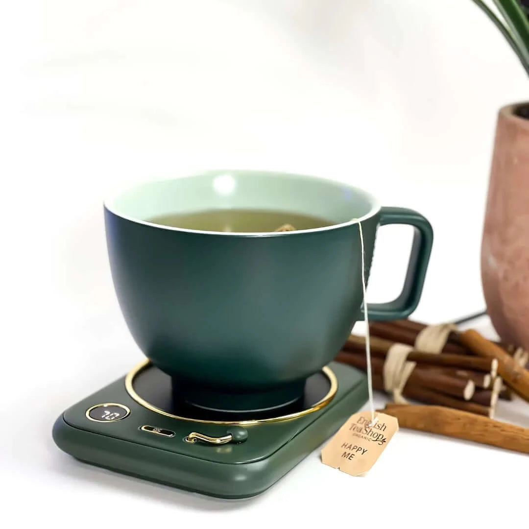 green retro coaster mug warmer