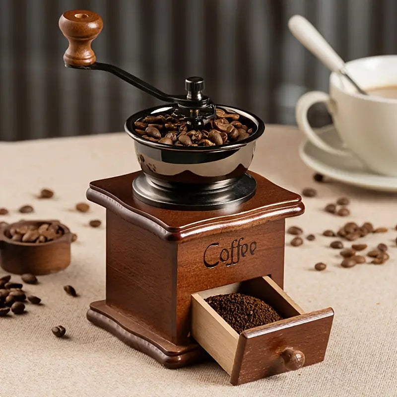 Wooden Coffee Grinder, Vintage Style, Manual Coffee Grinder, Retro Grainder